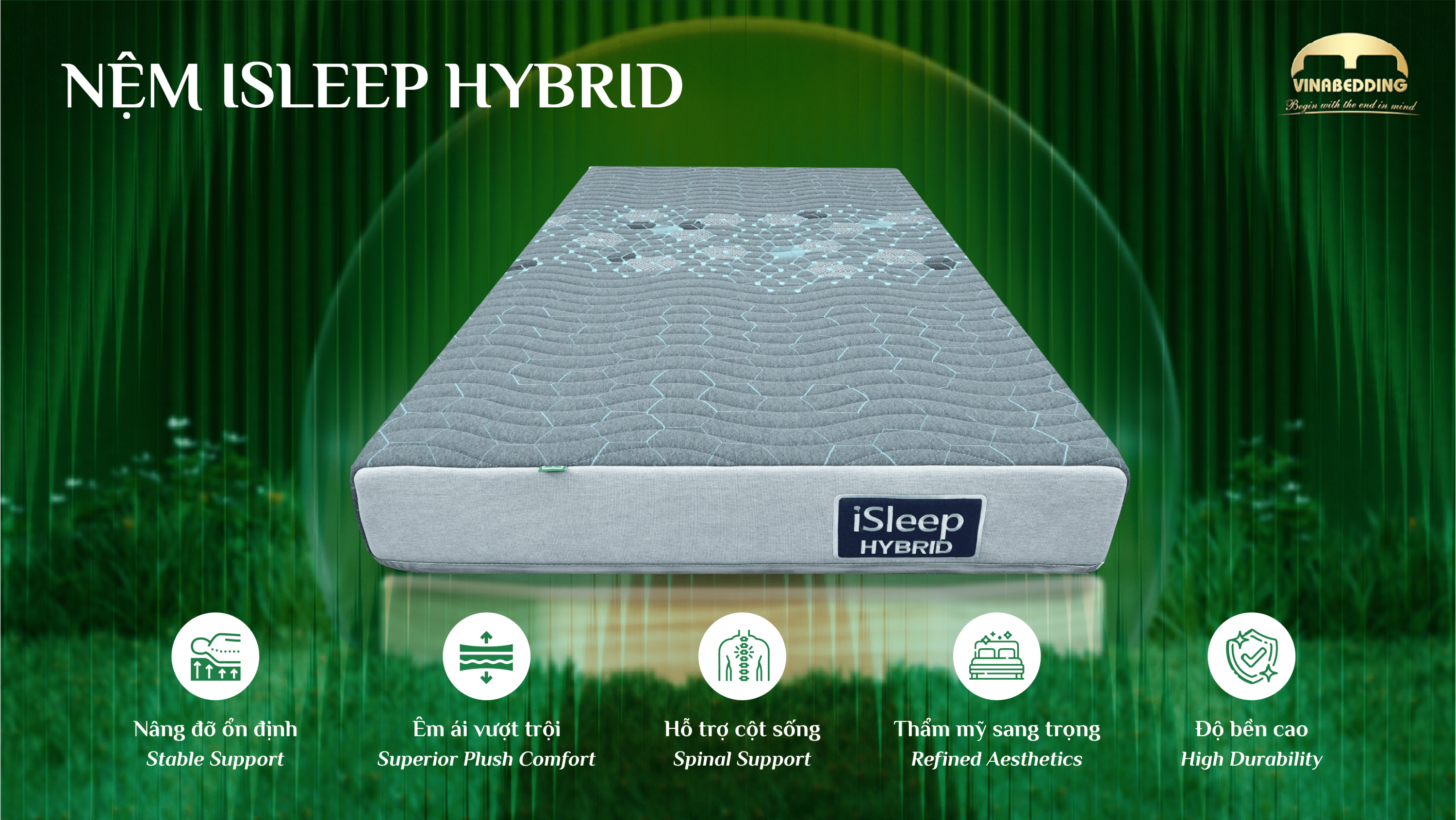  Nệm cao su thiên nhiên kết hợp bông iSleep Hybrid