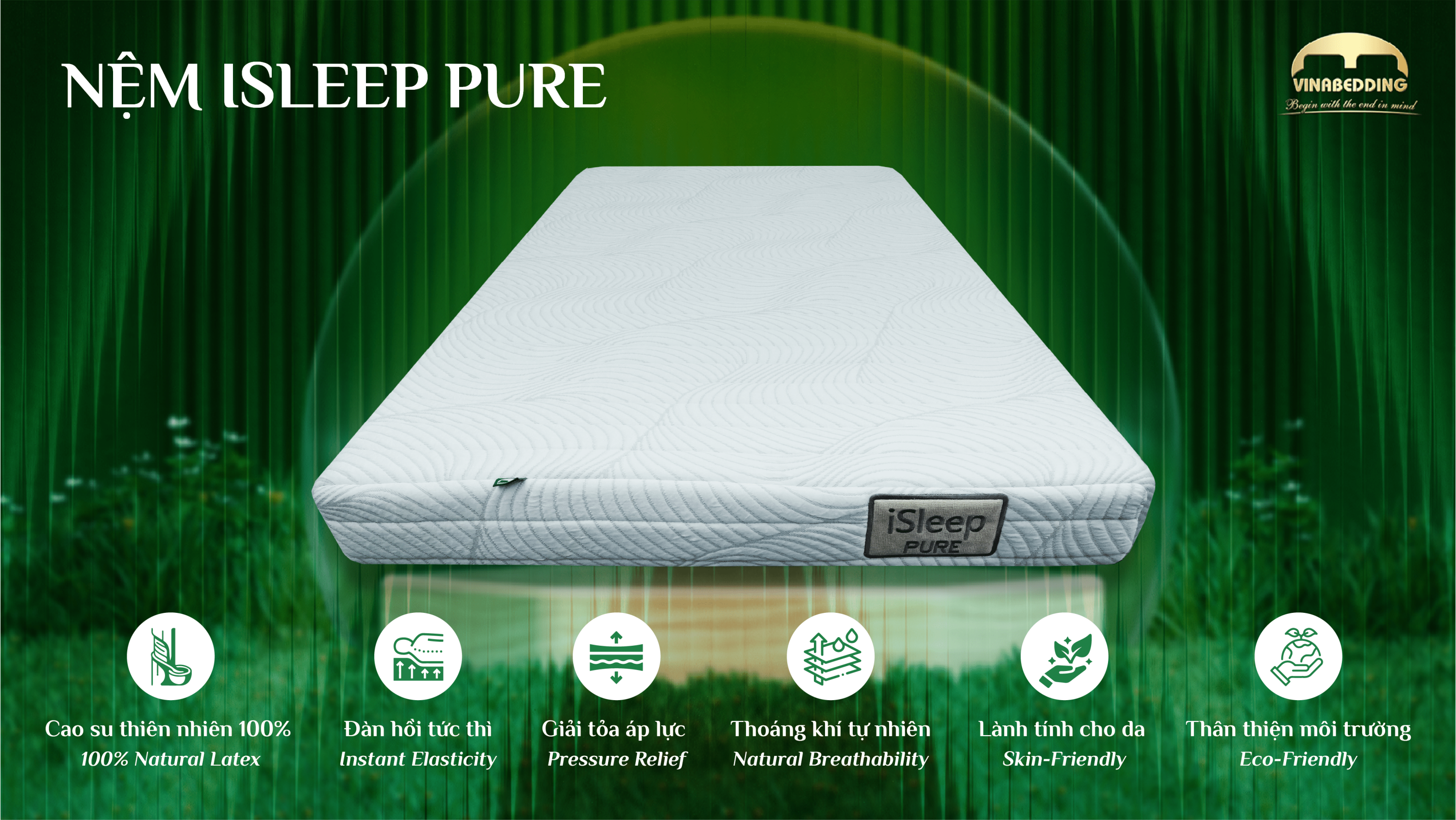 Nệm cao su thiên nhiên 100% iSleep Pure