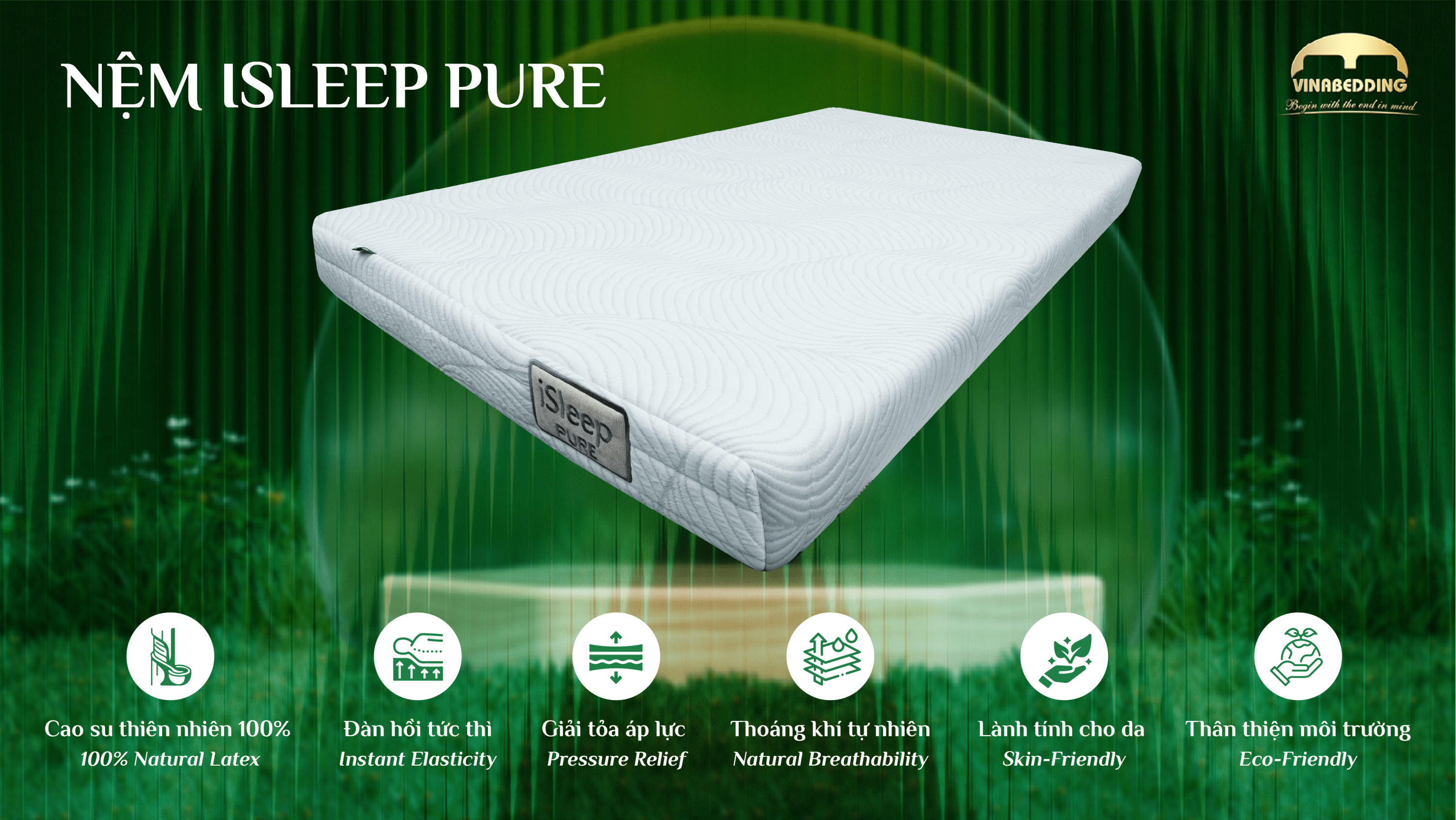 Nệm cao su thiên nhiên 100% iSleep Pure