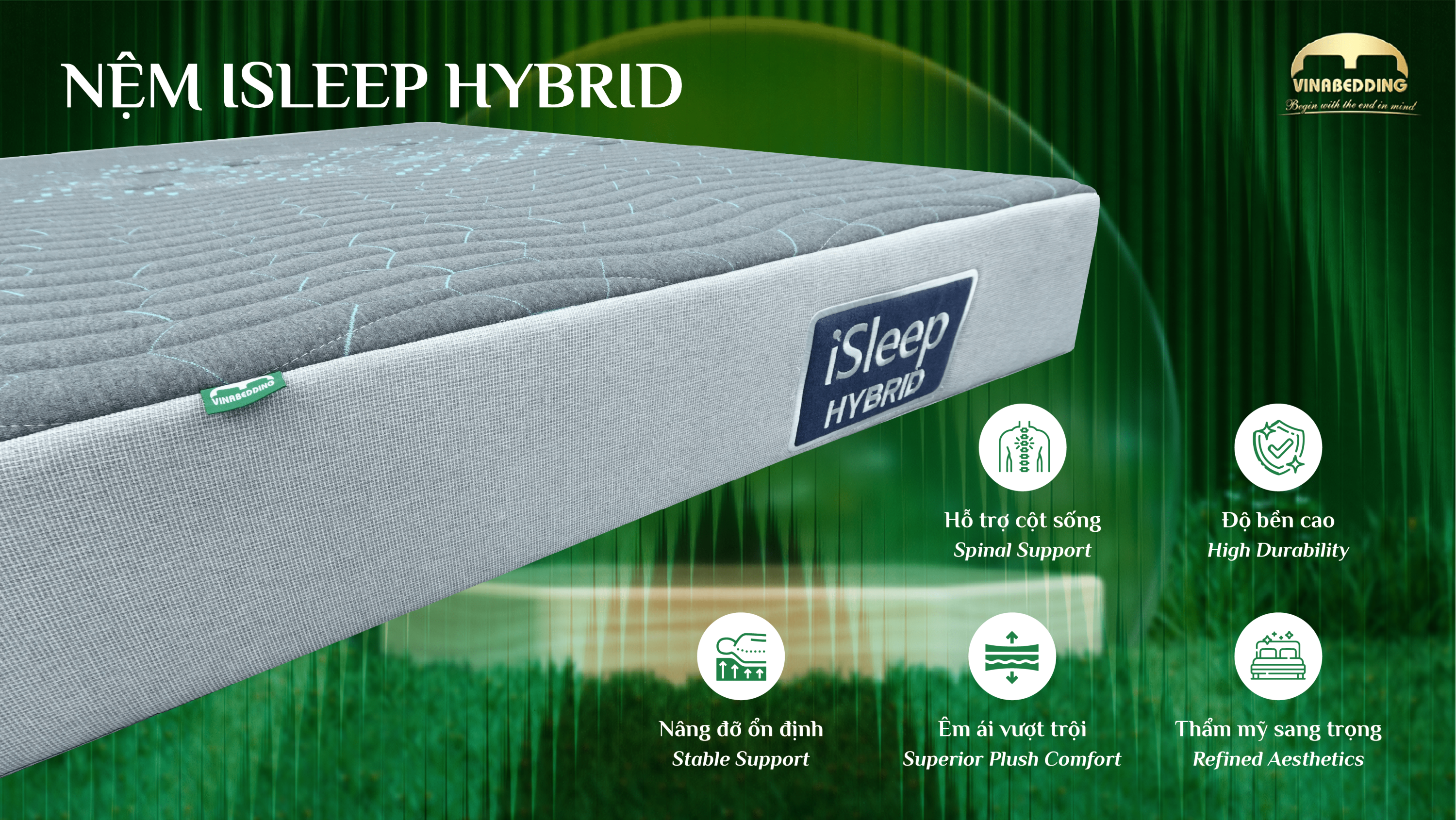  Nệm cao su thiên nhiên kết hợp bông iSleep Hybrid