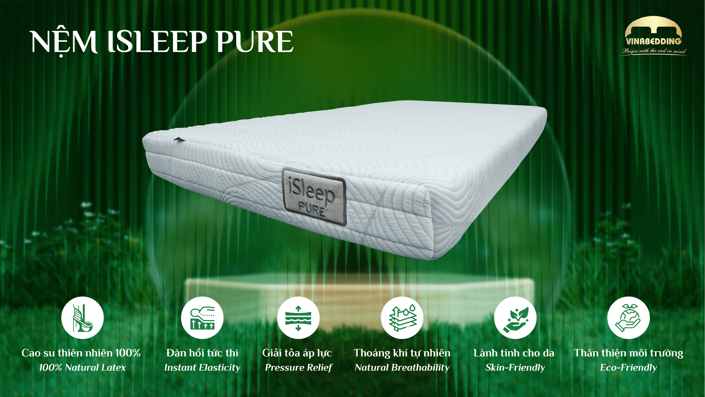 Nệm cao su thiên nhiên 100% iSleep Pure
