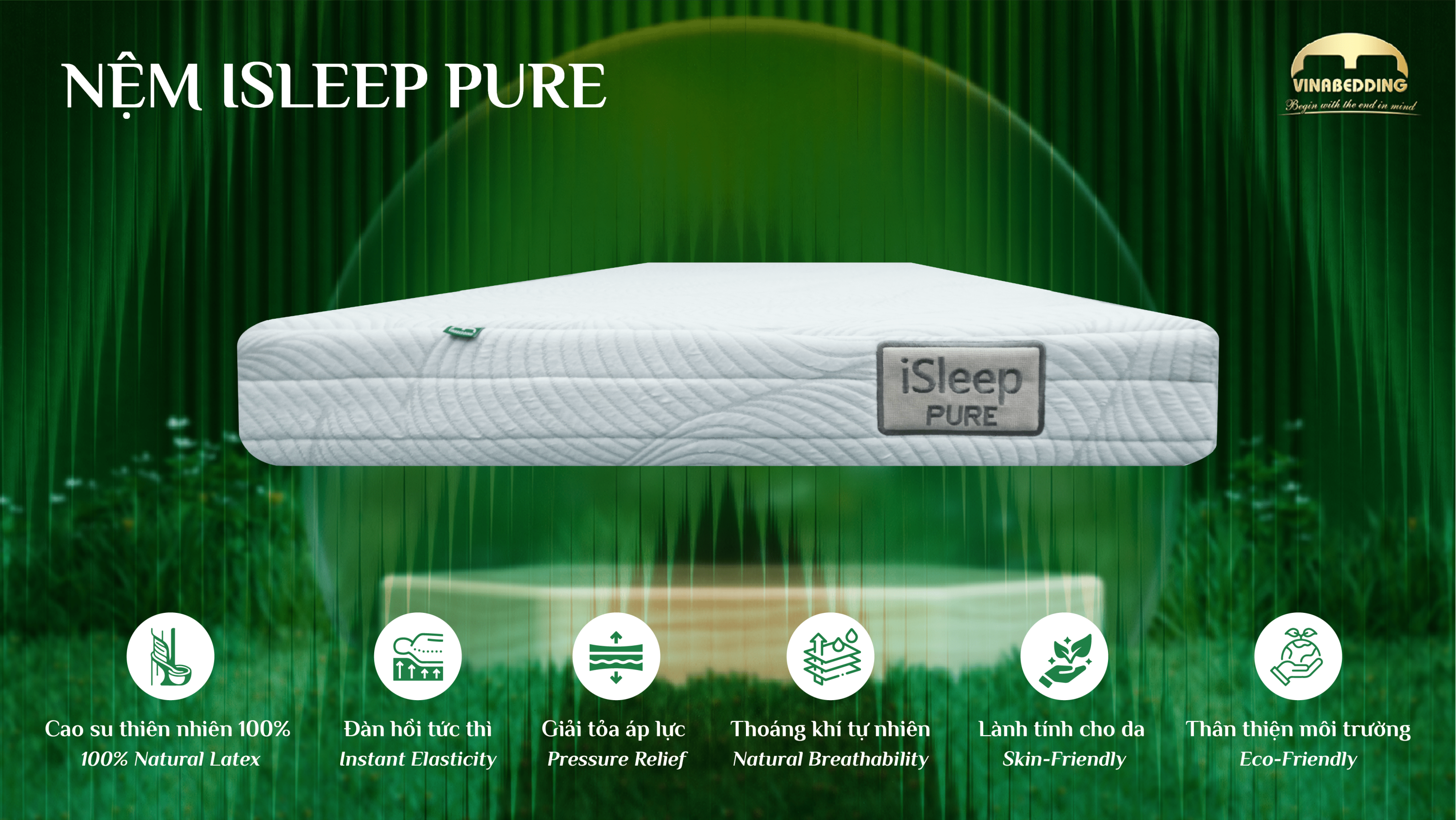 Nệm cao su thiên nhiên 100% iSleep Pure