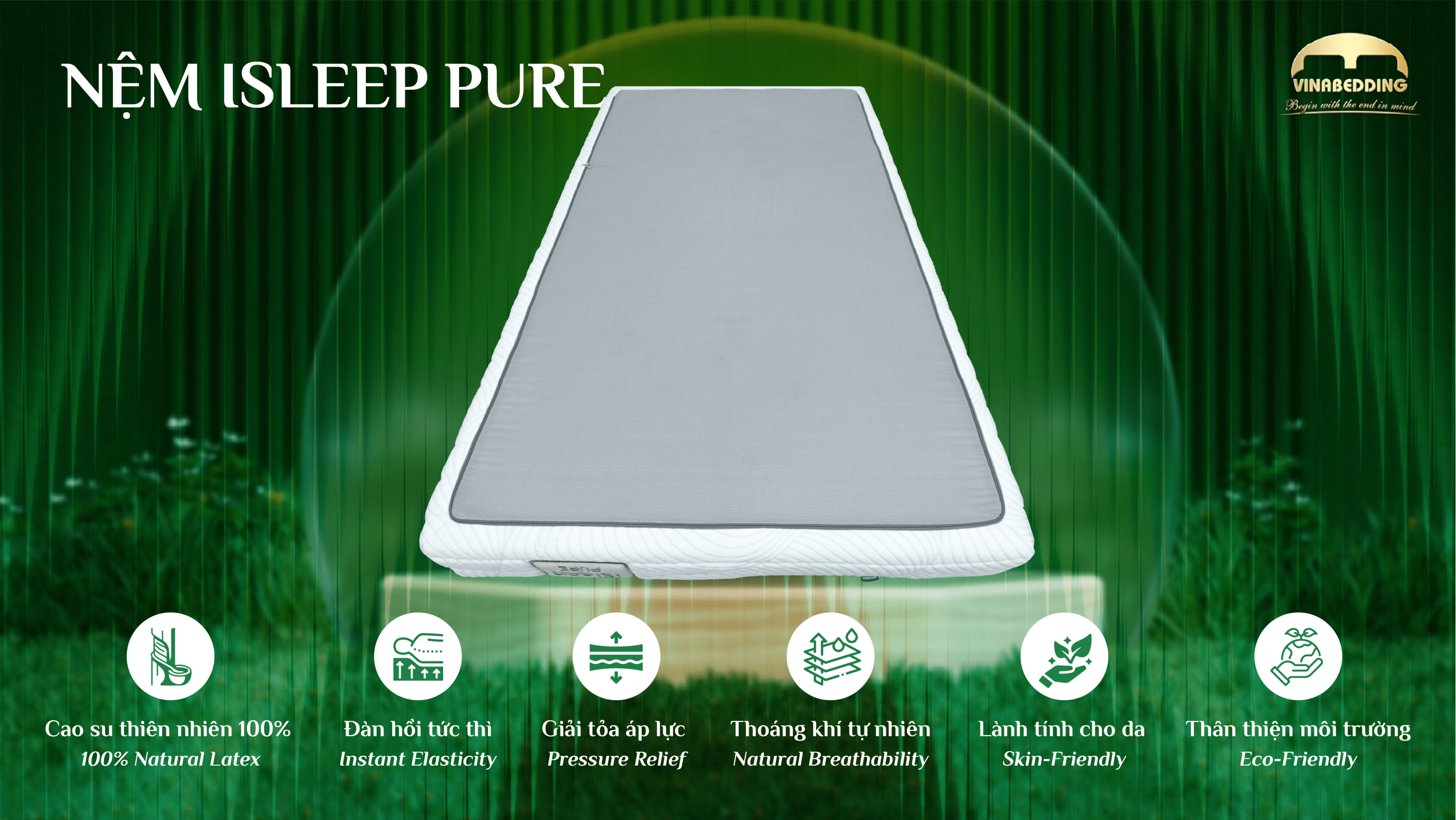 Nệm cao su thiên nhiên 100% iSleep Pure