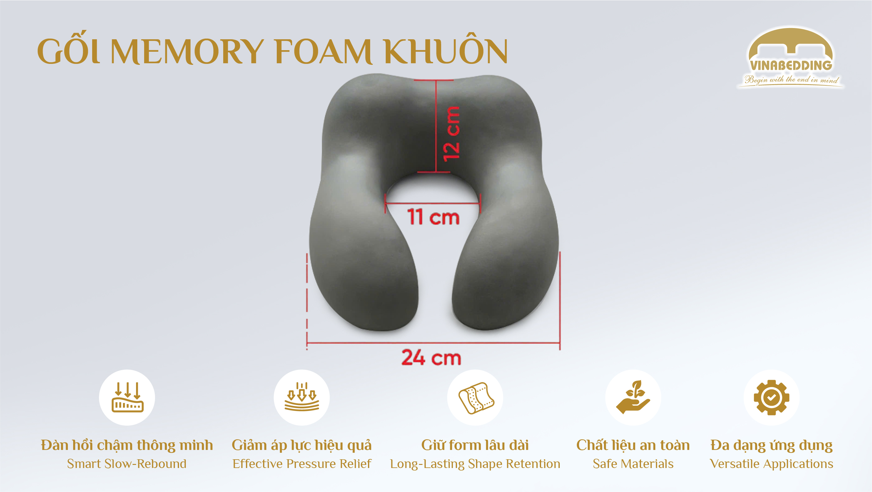 GỐI MEMORY FOAM KHUÔN  - VNB/MF06