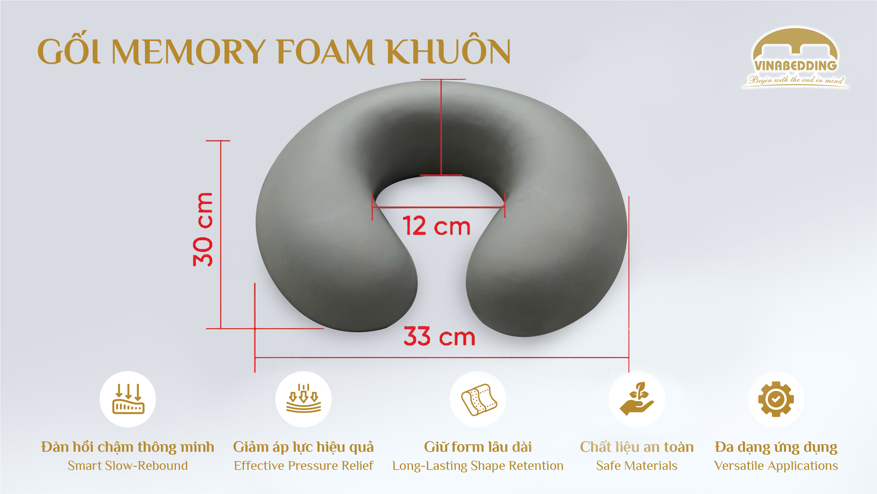 Memory Foam Pillow (Molded) - VINACLOUD MF05