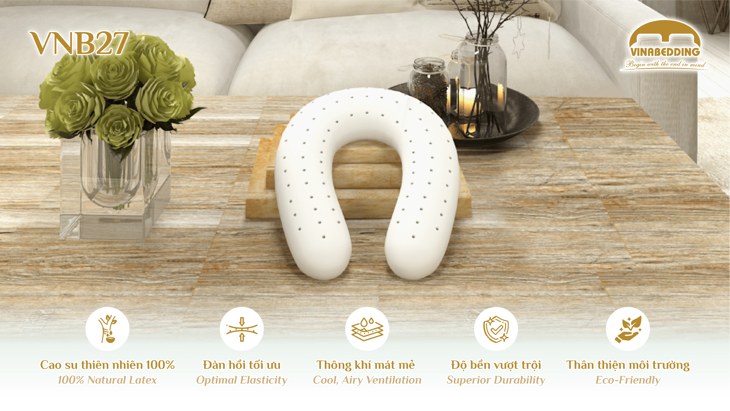 GỐI CAO SU THIÊN NHIÊN - VNB27